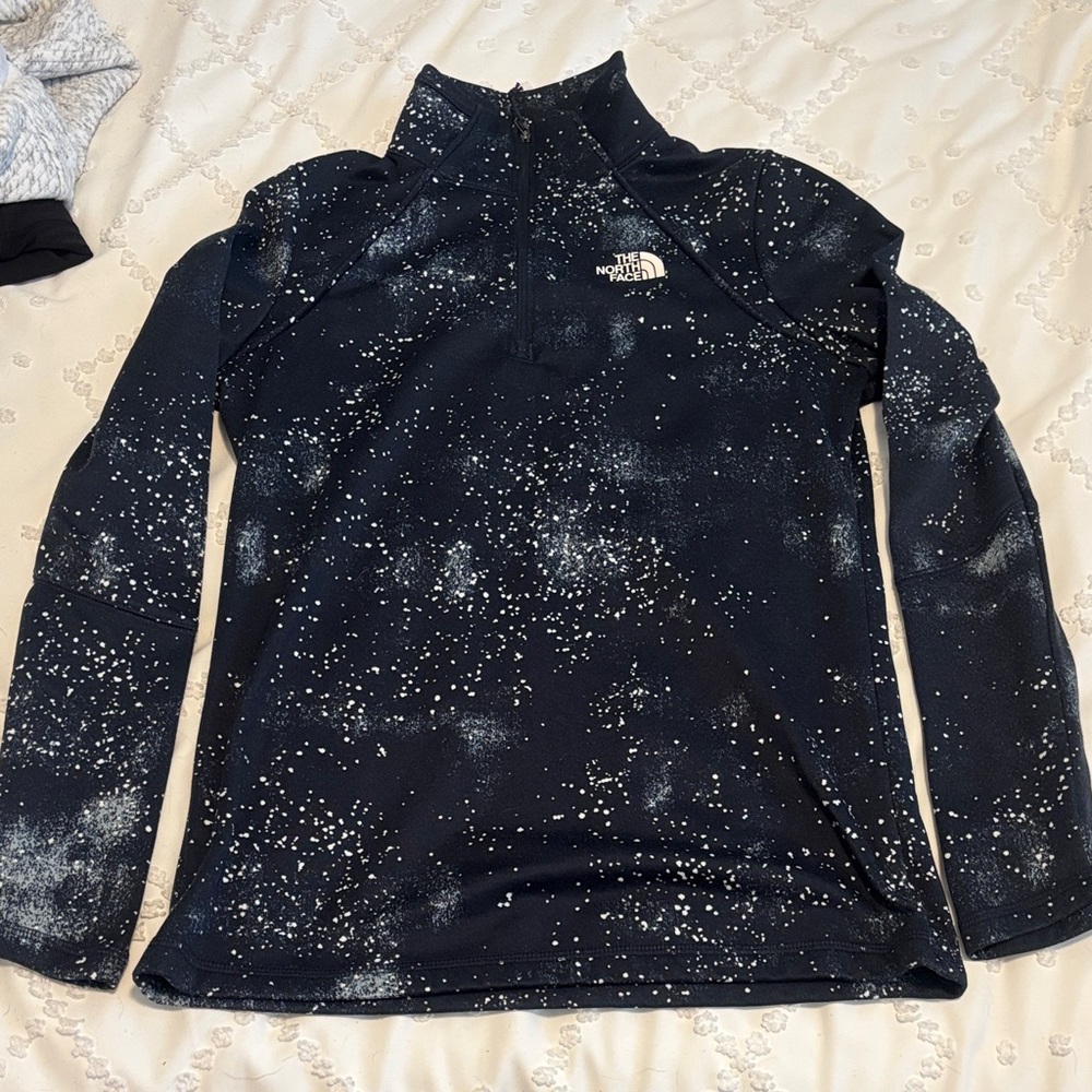The North Face Navy and White Speckled Half-Zip Pullover
